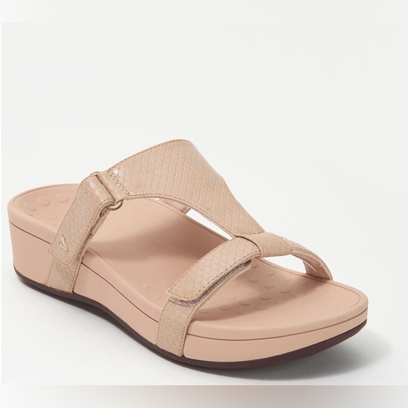 Vionic Ellie Sandal Sz 10 Tan Comfort Slip On Slide Platform Wedges Orthotic - Picture 6 of 8